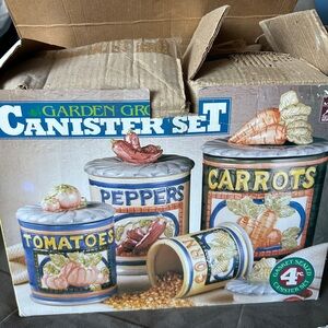 Vintage Garden Grove Canister Set with Vegetable Design